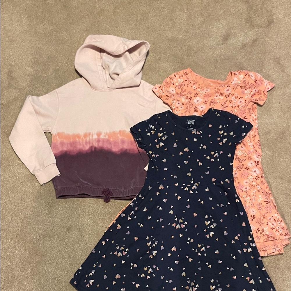 Navy and Pink Heart Print Kids Dress